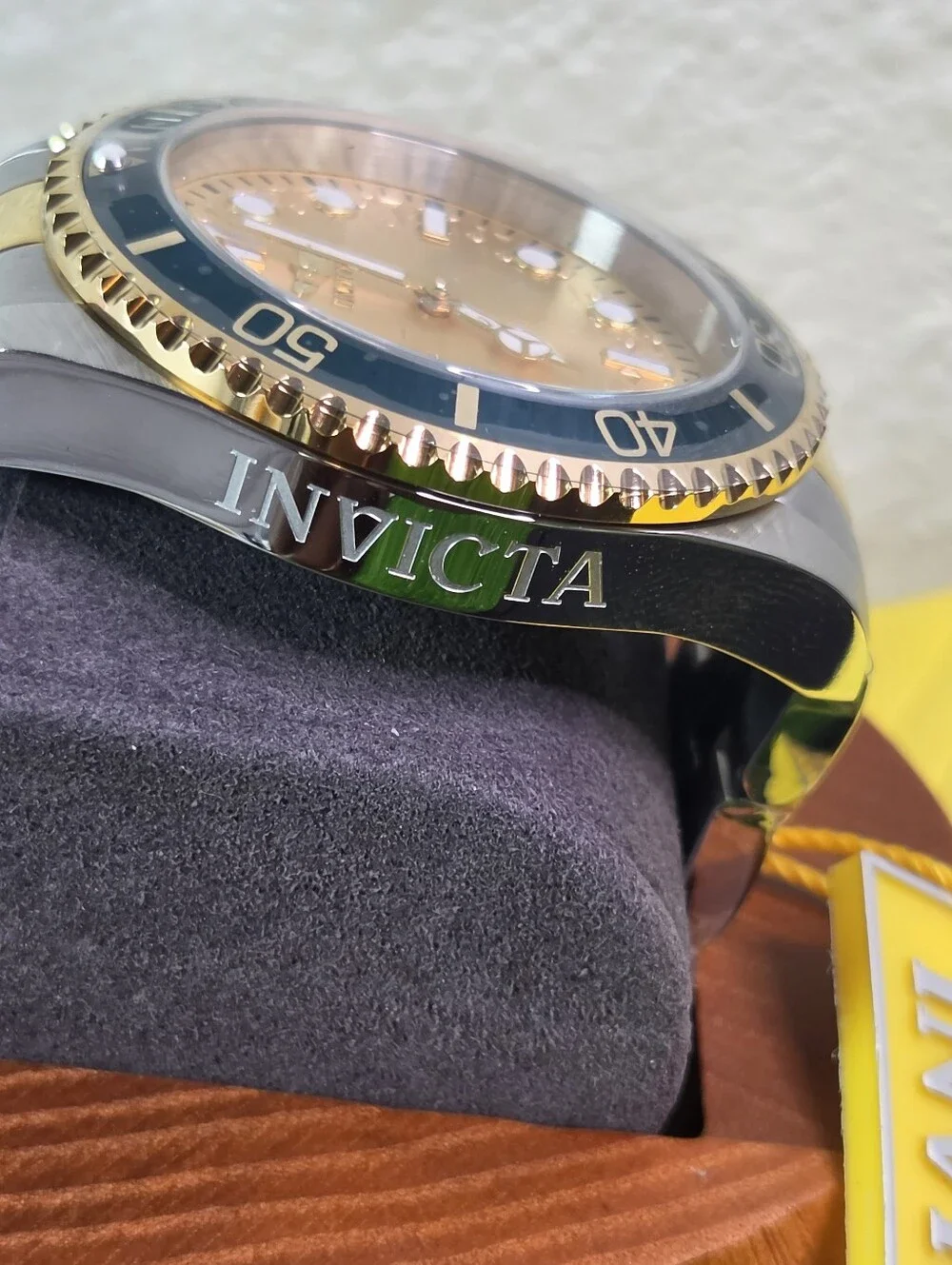 Invicta Pro Diver Crestcore Mens Watch - 43mm Gold/Steel (49697)